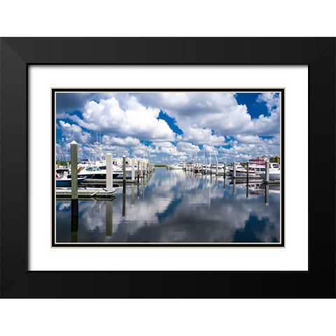 Boat Pier Black Modern Wood Framed Art Print with Double Matting by Bill Carson Photography