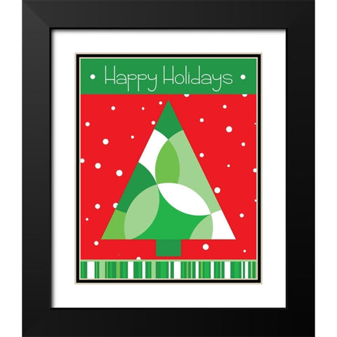 Happy Holidays Black Modern Wood Framed Art Print with Double Matting by Quach, Anna
