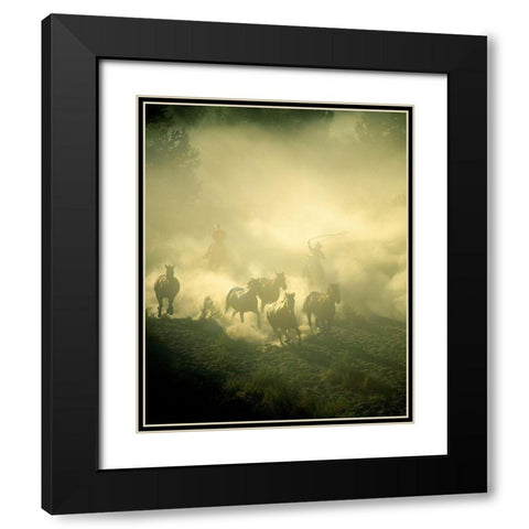 Stampede Black Modern Wood Framed Art Print with Double Matting by Jimmyz