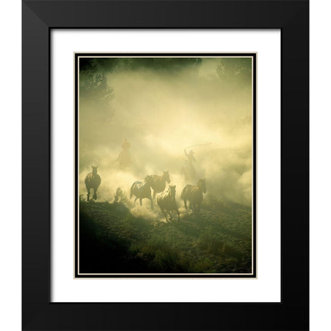 Stampede Black Modern Wood Framed Art Print with Double Matting by Jimmyz