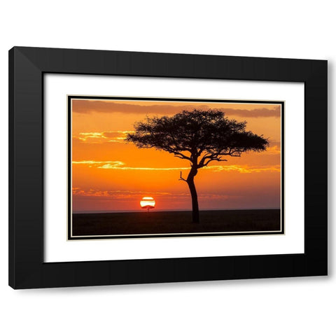 African Sunset II Black Modern Wood Framed Art Print with Double Matting by Jimmyz