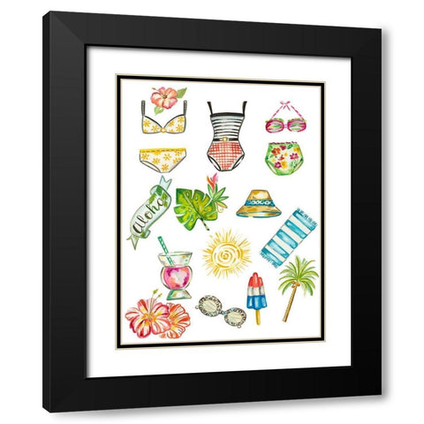 Beach Accessories Black Modern Wood Framed Art Print with Double Matting by Del Sol, Ani