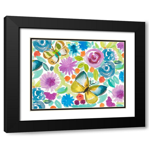 Tropical Butterfly Garden Black Modern Wood Framed Art Print with Double Matting by Del Sol, Ani