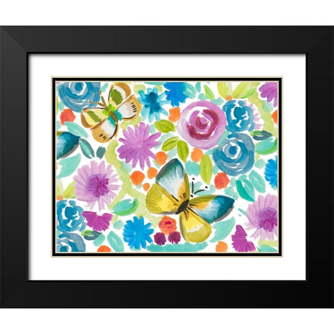 Tropical Butterfly Garden Black Modern Wood Framed Art Print with Double Matting by Del Sol, Ani