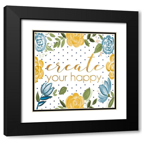 Create your Happy Black Modern Wood Framed Art Print with Double Matting by Del Sol, Ani