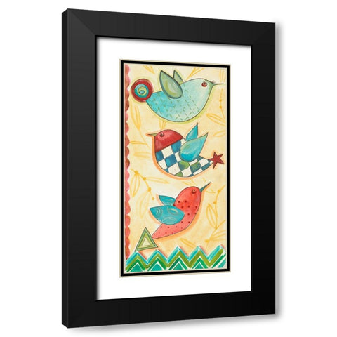 Flying Birds On Yellow Black Modern Wood Framed Art Print with Double Matting by Del Sol, Ani