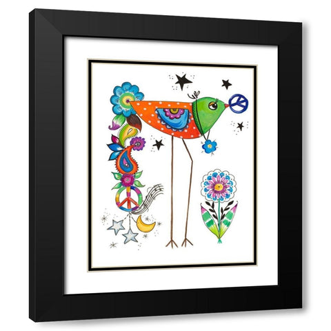 Stand Tall Bird II Black Modern Wood Framed Art Print with Double Matting by Del Sol, Ani