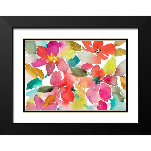 Contemporary Red Blooms Black Modern Wood Framed Art Print with Double Matting by Loreth, Lanie
