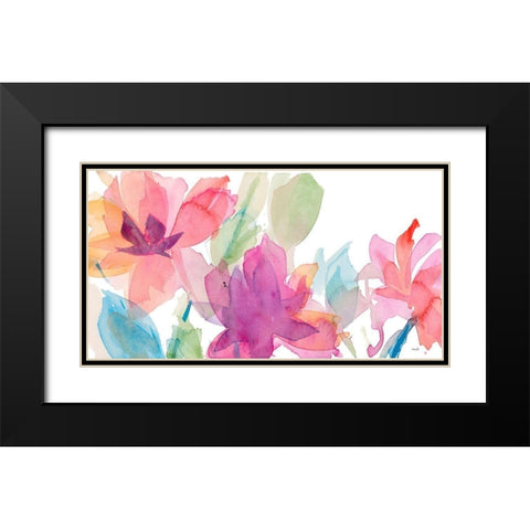 Pastel Delicate Floral Black Modern Wood Framed Art Print with Double Matting by Loreth, Lanie