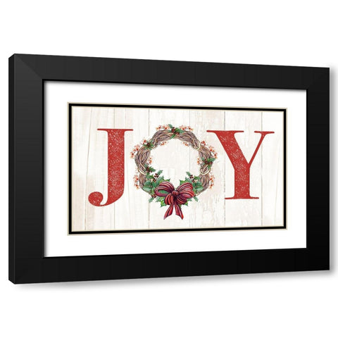 Joyeux Noel Wreath Black Modern Wood Framed Art Print with Double Matting by Diannart