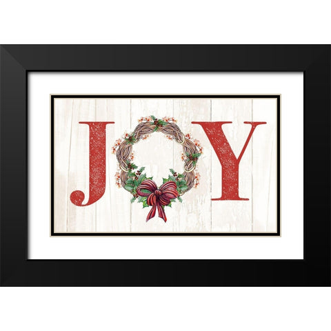 Joyeux Noel Wreath Black Modern Wood Framed Art Print with Double Matting by Diannart