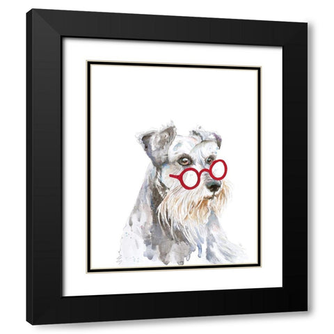Schnauzer Dog with Glasses Black Modern Wood Framed Art Print with Double Matting by Pinto, Patricia