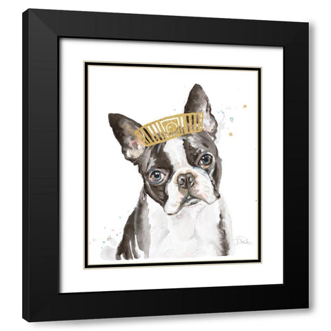 French Bulldog with Crown Black Modern Wood Framed Art Print with Double Matting by Pinto, Patricia
