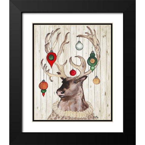 Christmas Reindeer I Black Modern Wood Framed Art Print with Double Matting by Medley, Elizabeth