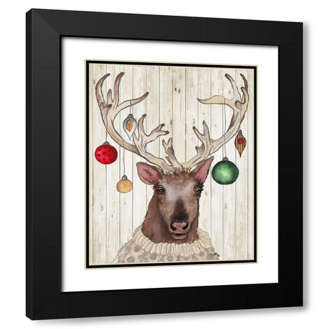 Christmas Reindeer II Black Modern Wood Framed Art Print with Double Matting by Medley, Elizabeth