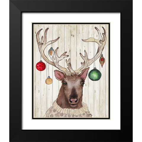 Christmas Reindeer II Black Modern Wood Framed Art Print with Double Matting by Medley, Elizabeth