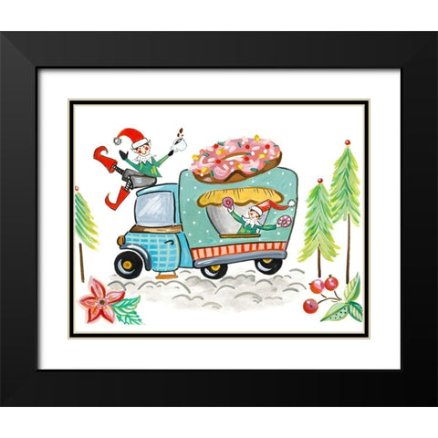 Donut Elves Black Modern Wood Framed Art Print with Double Matting by Del Sol, Ani