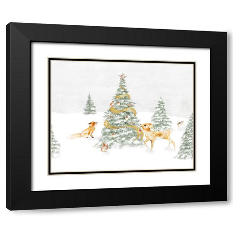 Woodland Christmas I Black Modern Wood Framed Art Print with Double Matting by Gaynor, Janice