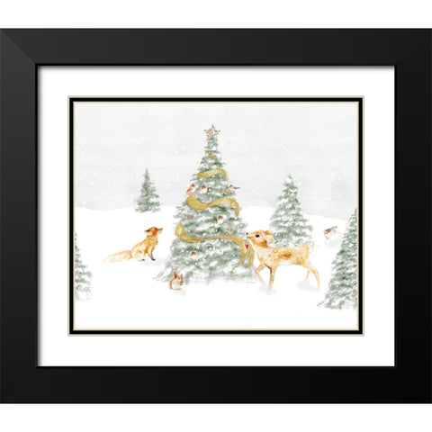Woodland Christmas I Black Modern Wood Framed Art Print with Double Matting by Gaynor, Janice