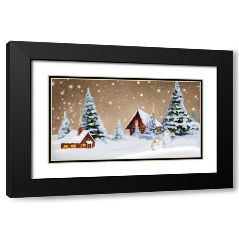 Christmas Village Black Modern Wood Framed Art Print with Double Matting by Gaynor, Janice