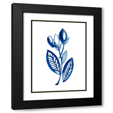 Blue Floral I Black Modern Wood Framed Art Print with Double Matting by Loreth, Lanie