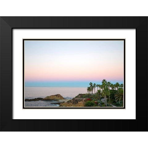 Palm Walkway At Dusk Black Modern Wood Framed Art Print with Double Matting by Mansfield, Kathy
