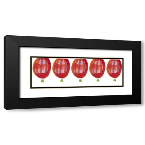 Red Air Balloons Black Modern Wood Framed Art Print with Double Matting by Del Sol, Ani