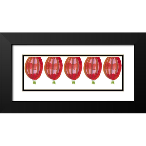 Red Air Balloons Black Modern Wood Framed Art Print with Double Matting by Del Sol, Ani