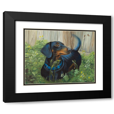 Dachshund Black Modern Wood Framed Art Print with Double Matting by Hakimipour, Tiffany