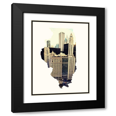 Chi Skyline Black Modern Wood Framed Art Print with Double Matting by Bill Carson Photography