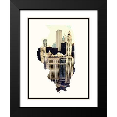 Chi Skyline Black Modern Wood Framed Art Print with Double Matting by Bill Carson Photography