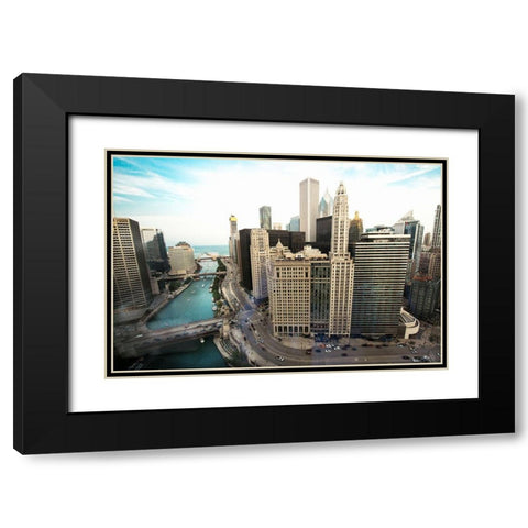 Chicago Skyline Black Modern Wood Framed Art Print with Double Matting by Bill Carson Photography