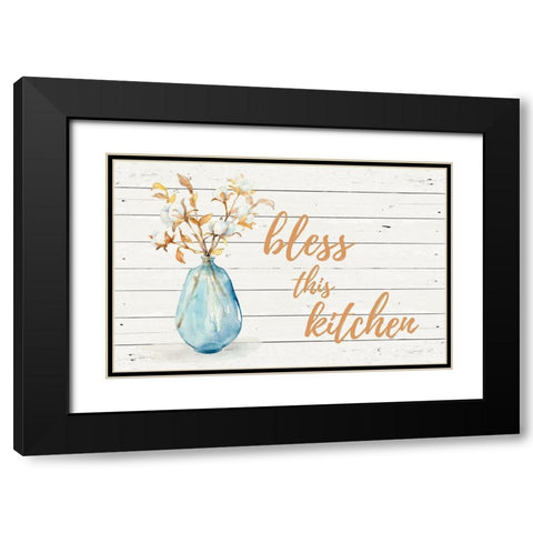 Bless this Kitchen (Blue Vase) Black Modern Wood Framed Art Print with Double Matting by Loreth, Lanie
