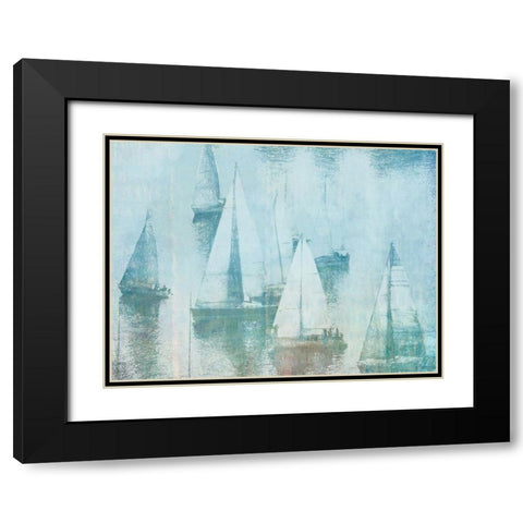 Foggy Walk On the Beach Black Modern Wood Framed Art Print with Double Matting by Meneely, Dan
