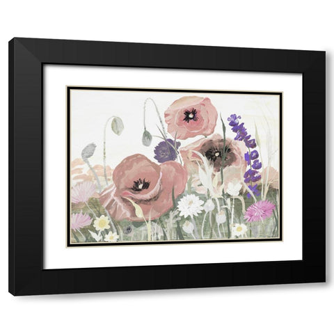 Victory Pink Poppies I Black Modern Wood Framed Art Print with Double Matting by Maria, Robin