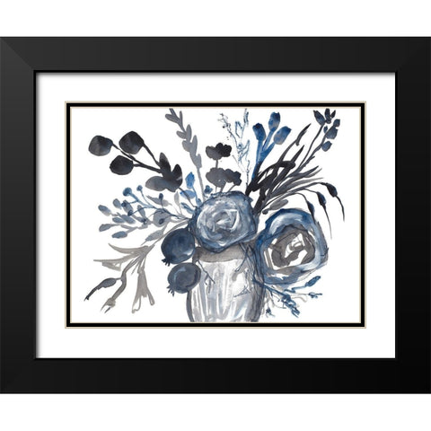 Blue Roses in Grey Vase Black Modern Wood Framed Art Print with Double Matting by Maria, Robin