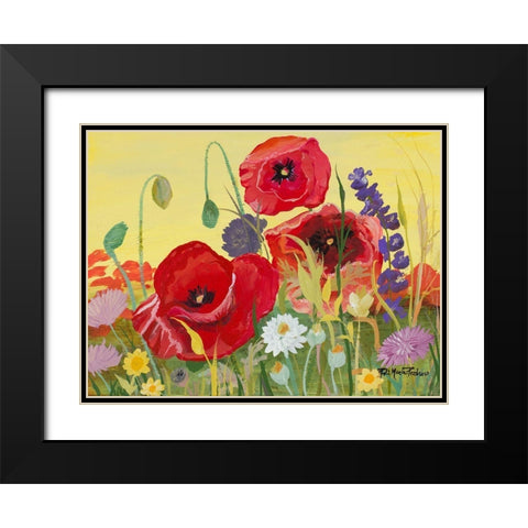 Victory Red Poppies I Black Modern Wood Framed Art Print with Double Matting by Maria, Robin