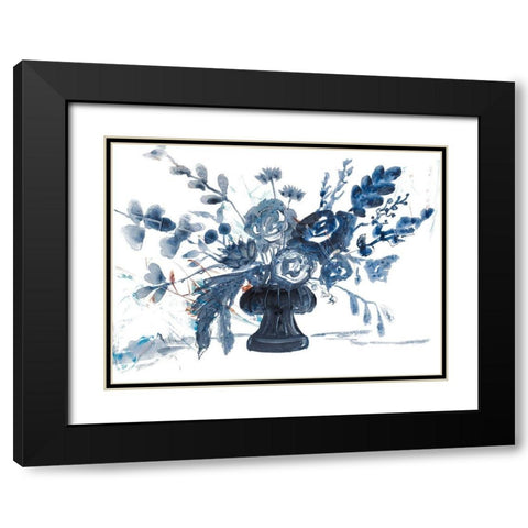 Blue Floral in Vase Black Modern Wood Framed Art Print with Double Matting by Maria, Robin