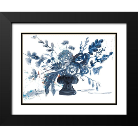 Blue Floral in Vase Black Modern Wood Framed Art Print with Double Matting by Maria, Robin