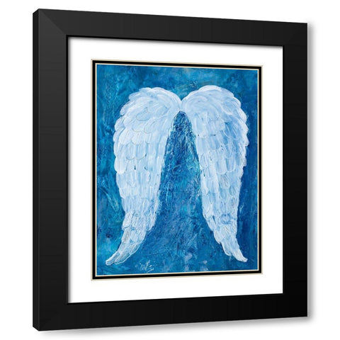 Angel Wings Black Modern Wood Framed Art Print with Double Matting by Maria, Robin