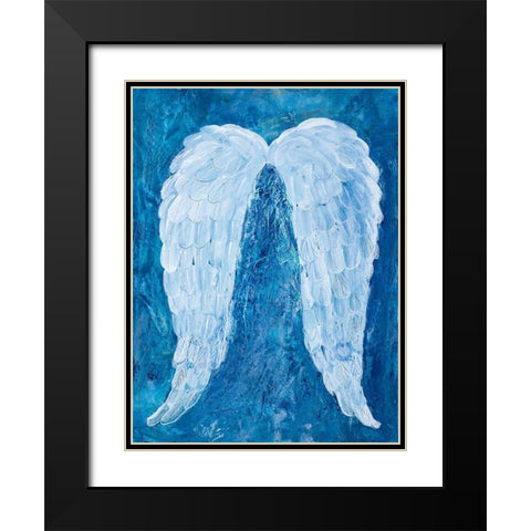 Angel Wings Black Modern Wood Framed Art Print with Double Matting by Maria, Robin