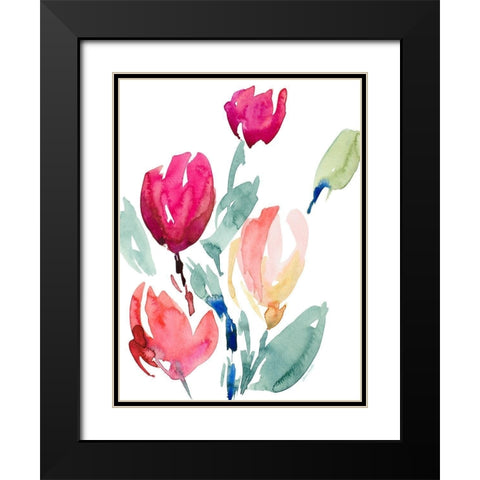 Happy Tulips I Black Modern Wood Framed Art Print with Double Matting by Loreth, Lanie