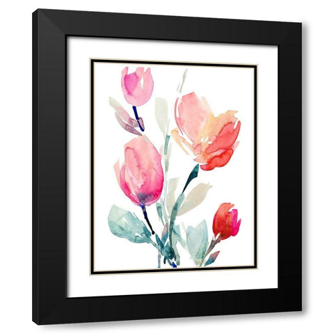 Happy Tulips II Black Modern Wood Framed Art Print with Double Matting by Loreth, Lanie