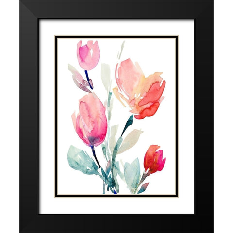 Happy Tulips II Black Modern Wood Framed Art Print with Double Matting by Loreth, Lanie