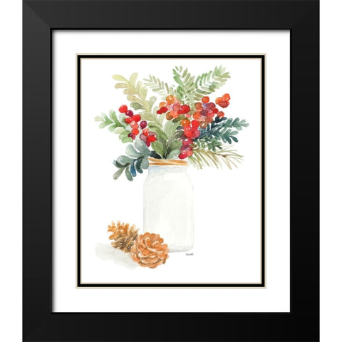 Mason Jar of Christmas Black Modern Wood Framed Art Print with Double Matting by Loreth, Lanie