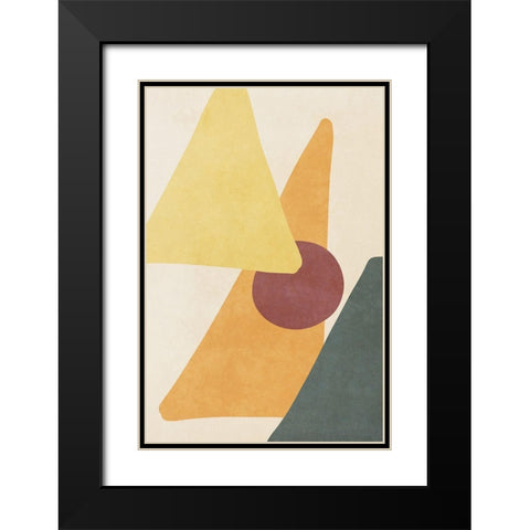 Yellow Simple Shapes Black Modern Wood Framed Art Print with Double Matting by SD Graphics Studio