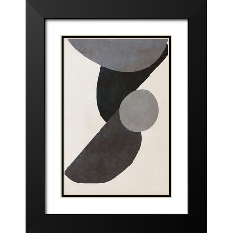 Black Shapes I Black Modern Wood Framed Art Print with Double Matting by SD Graphics Studio