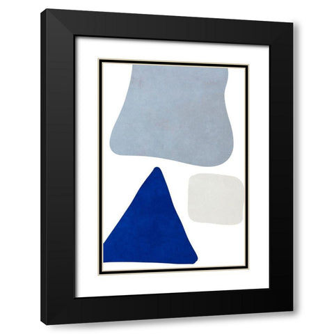 Blue Simple Shapes I Black Modern Wood Framed Art Print with Double Matting by SD Graphics Studio