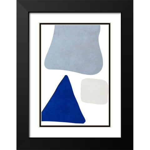 Blue Simple Shapes I Black Modern Wood Framed Art Print with Double Matting by SD Graphics Studio