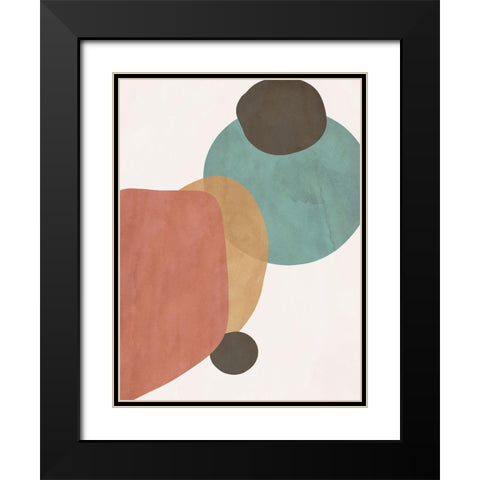 Autumn Shapes II Black Modern Wood Framed Art Print with Double Matting by SD Graphics Studio
